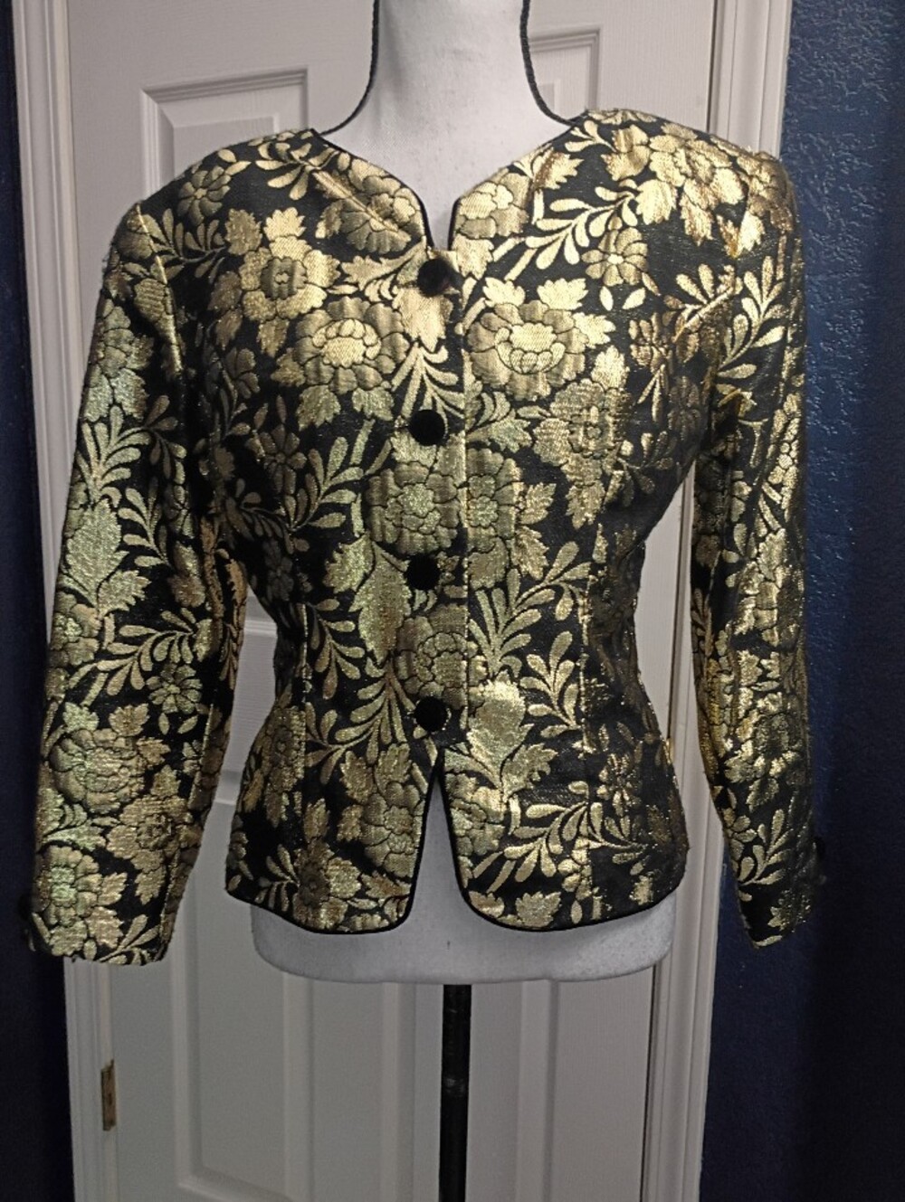Scott McClintock Black and Gold Brocade Blazer